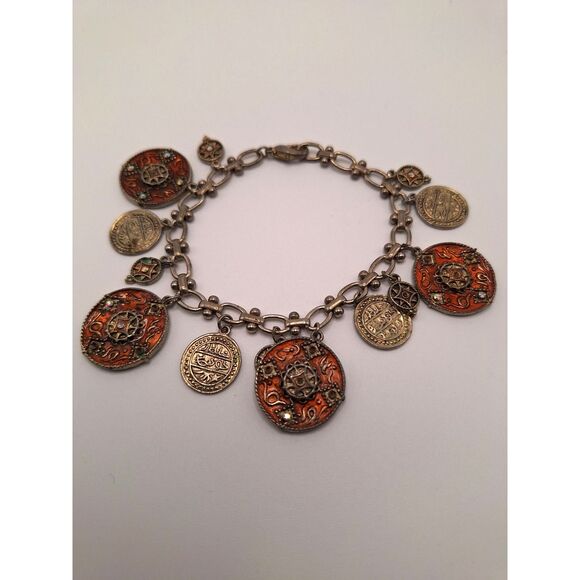 None Jewelry - Charm bracelet cha cha dangle drop Spanish inspired gold tone 7.5 inches